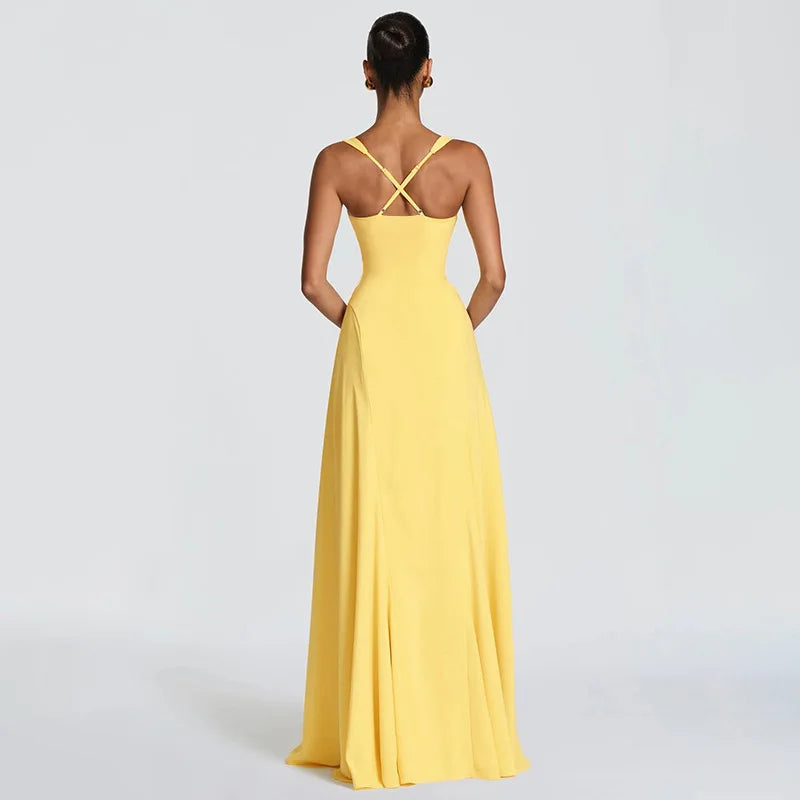 Cross Back Maxi Dress With Sweetheart Neckline