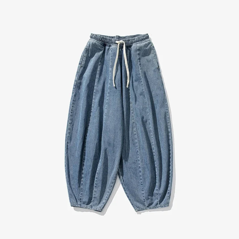 Men's Relaxed Drawstring Denim Trousers