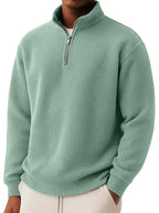 Men's Quarter Zip Ribbed Jumper with Collar
