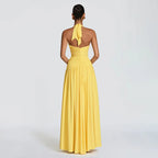 Halter Neck Plunge Maxi Dress Women