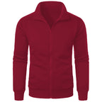 Men's Full Zip Jumper – Long Sleeve Stand Collar Sweater with Ribbed Cuffs
