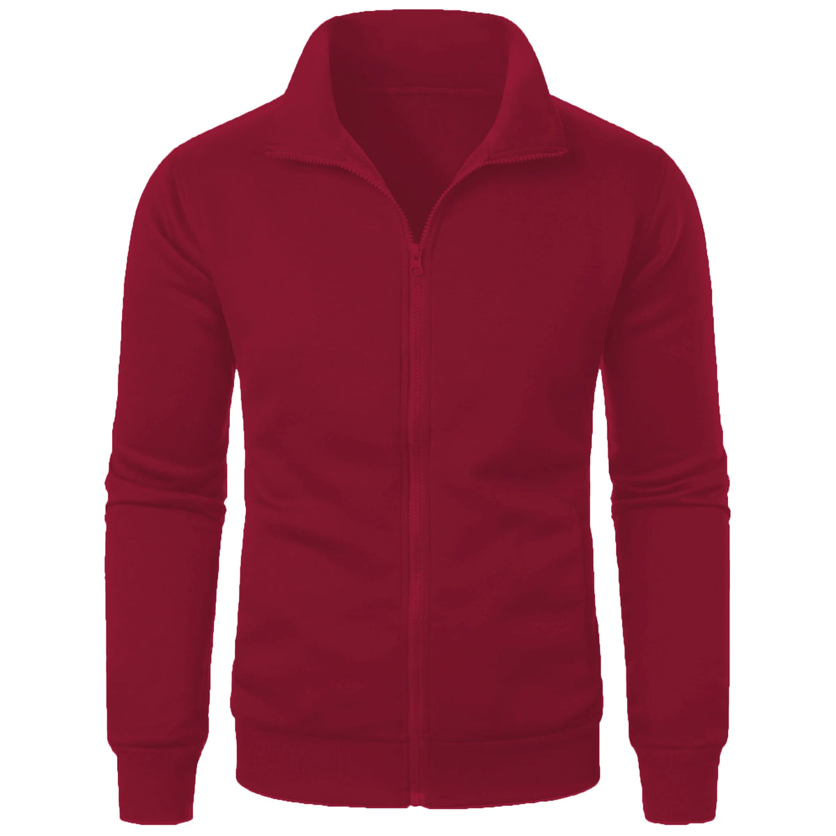 Men's Full Zip Jumper – Long Sleeve Stand Collar Sweater with Ribbed Cuffs