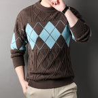 Men's Diamond Pattern Crew Neck Knit Jumper