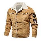 Men's Long Sleeve Jacket – Button Front Turn-Down Collar with Chest and Side Pockets