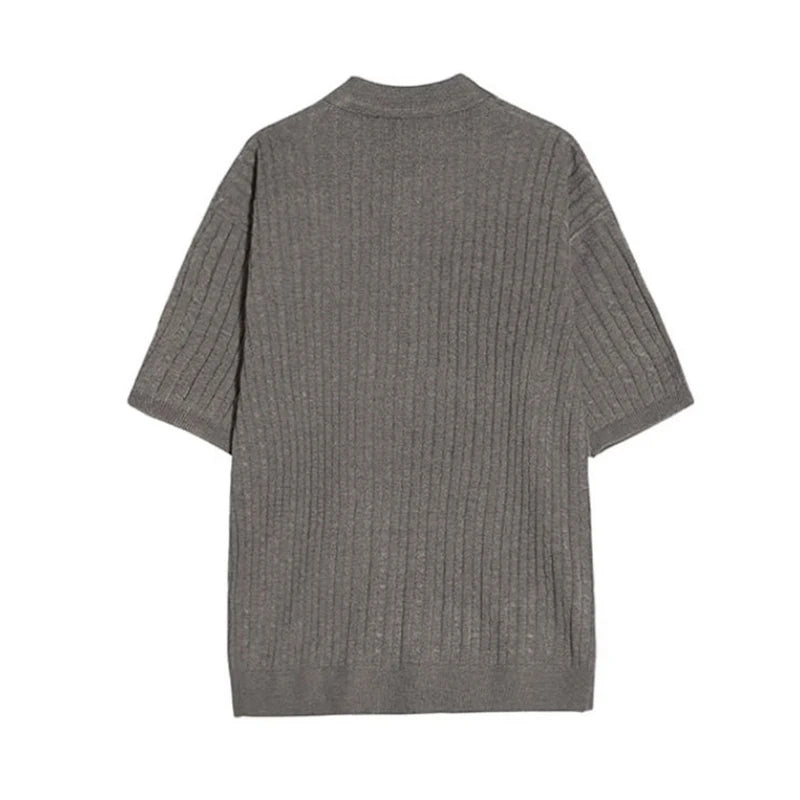 Men's Textured Three Button Polo Shirt