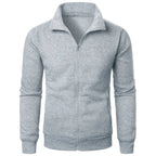 Men's Full Zip Jumper – Long Sleeve Stand Collar Sweater with Ribbed Cuffs