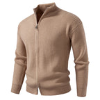 Men's Quarter Zip Knit Jumper with Ribbed Hem
