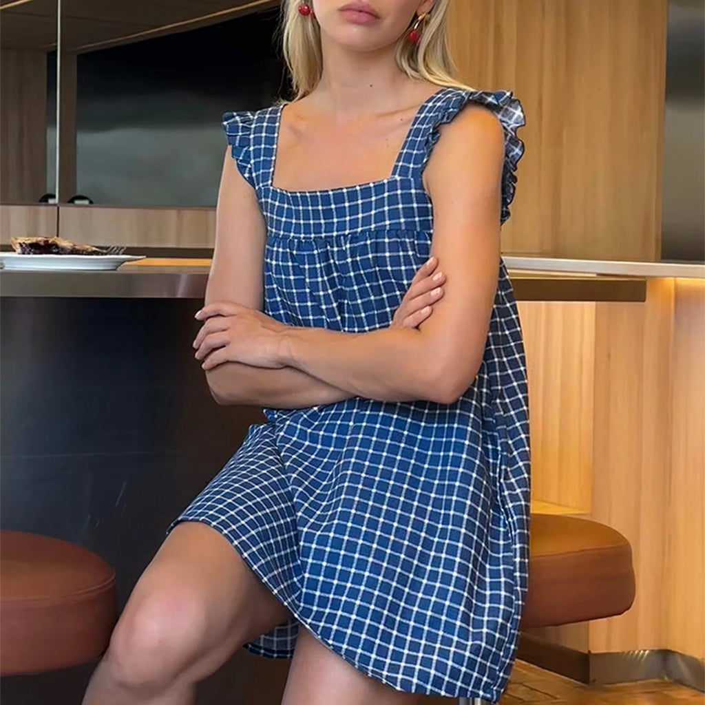 Women’s Square Neck Plaid Sundress