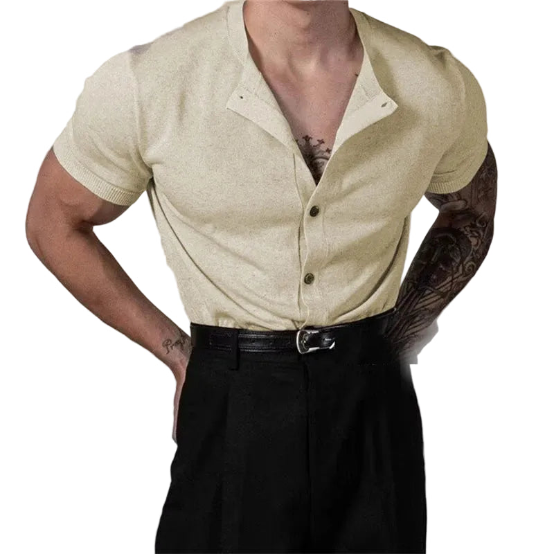 Men’s Resort Collar Button Knit Shirt