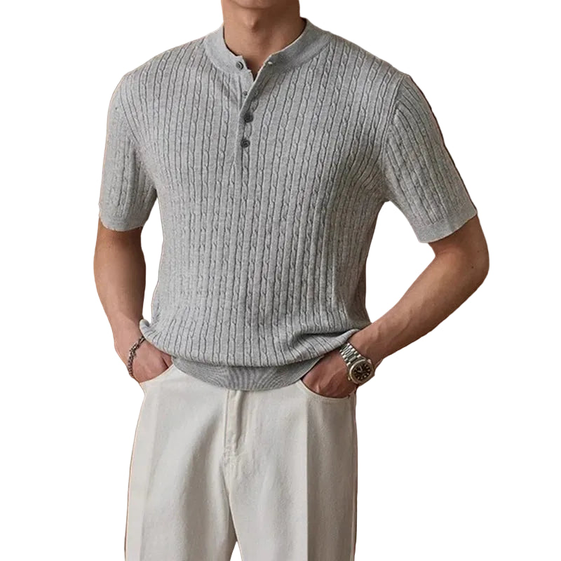 Men’s Textured Short Sleeve Henley Top