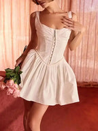 Women's Corset Lace Up Mini Dress With Straps