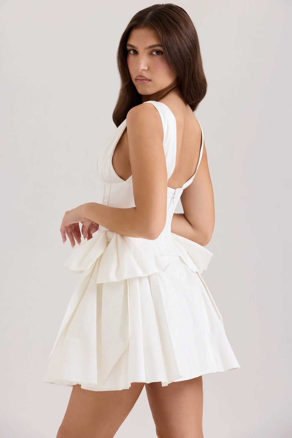 Bow Detail Plunge Mini Dress Women