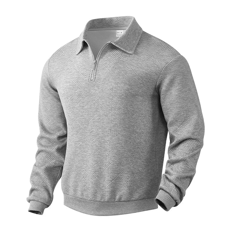 Men's Quarter Zip Polo Collar Knit Jumper