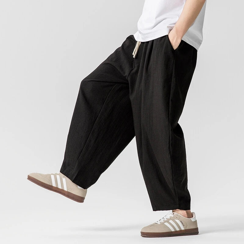 Men's Corduroy Relaxed Harem Pants With Pockets