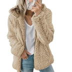 Women's Teddy Fleece Jacket – Fluffy Long Sleeve Open Front Winter Coat