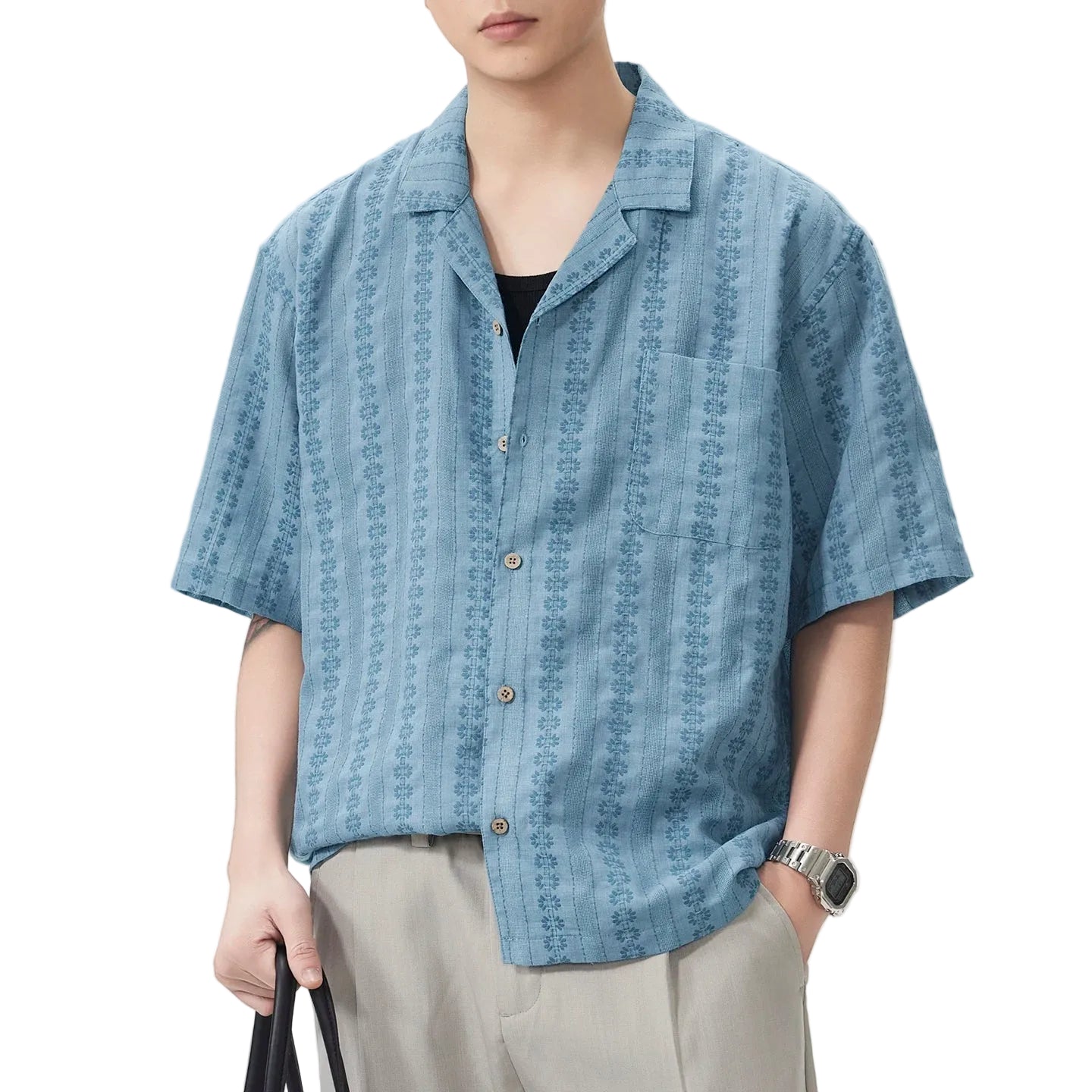 Men's Floral Button Up Camp Shirt