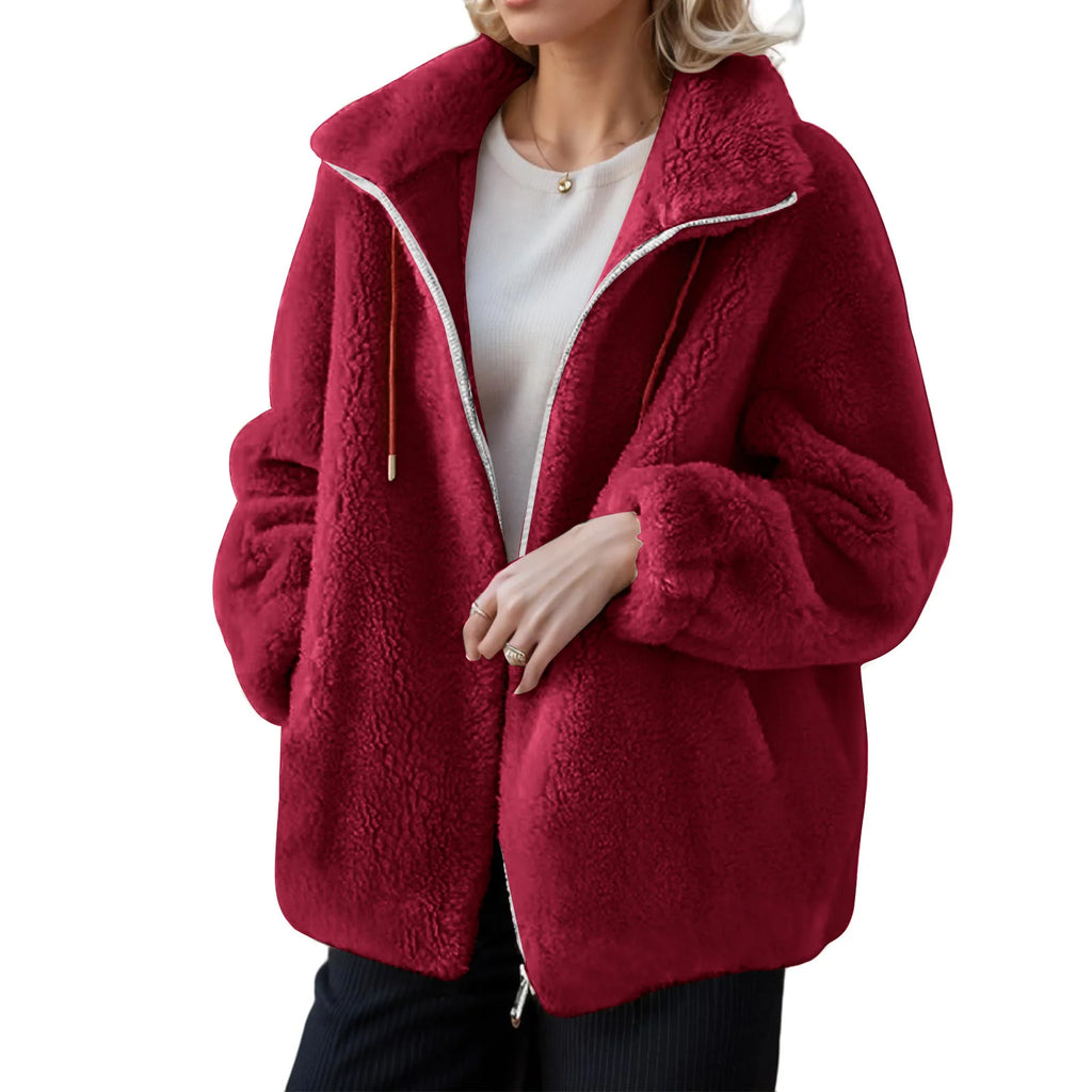Women's Fleece Jacket – Hooded Full Zip Long Sleeve Warm Winter Coat
