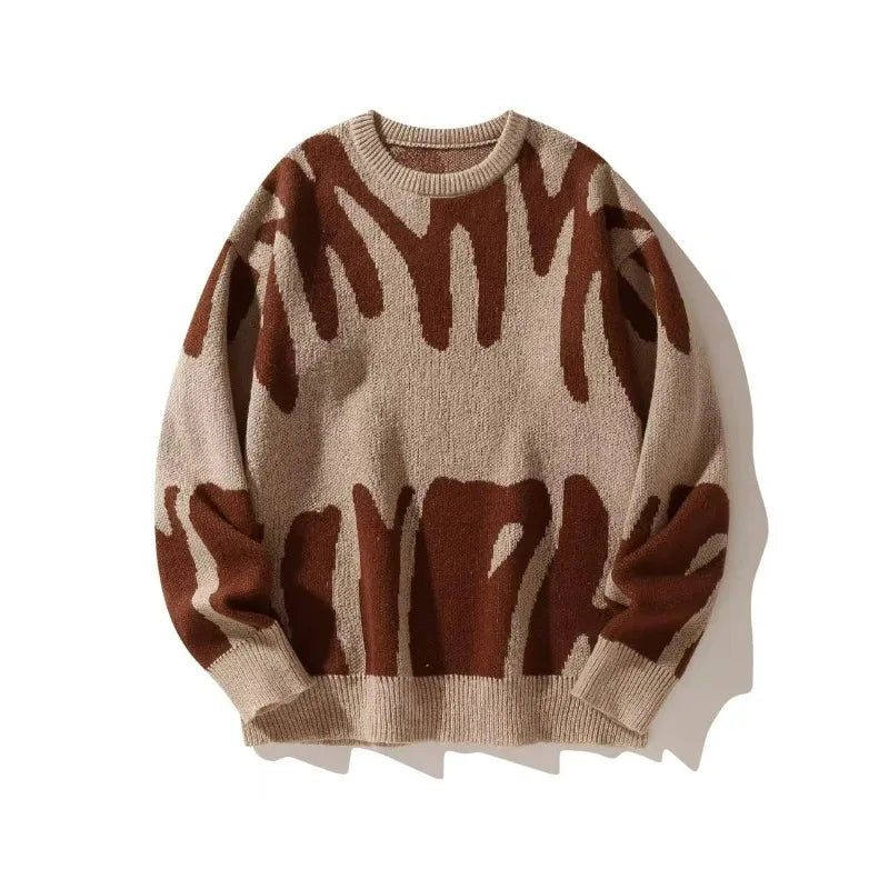 Men's Abstract Pattern Knit Jumper with Crew Neck