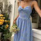 Women's Sleeveless Checkered Long Dress