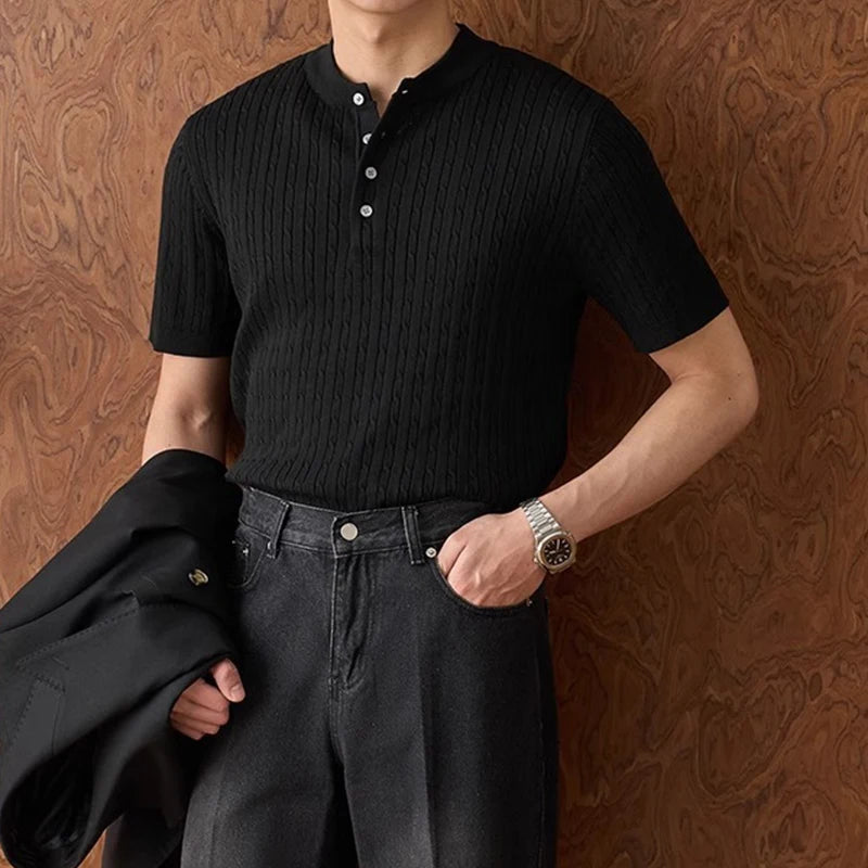 Men’s Textured Short Sleeve Henley Top