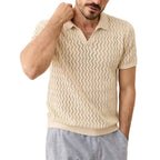 Textured Polo Top With Open Neck