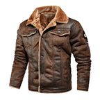 Men's Lined Jacket with Shearling Collar – Long Sleeve Button Front Winter Outerwear