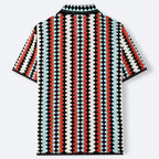 Contrast Collar Geometric Polo Shirt