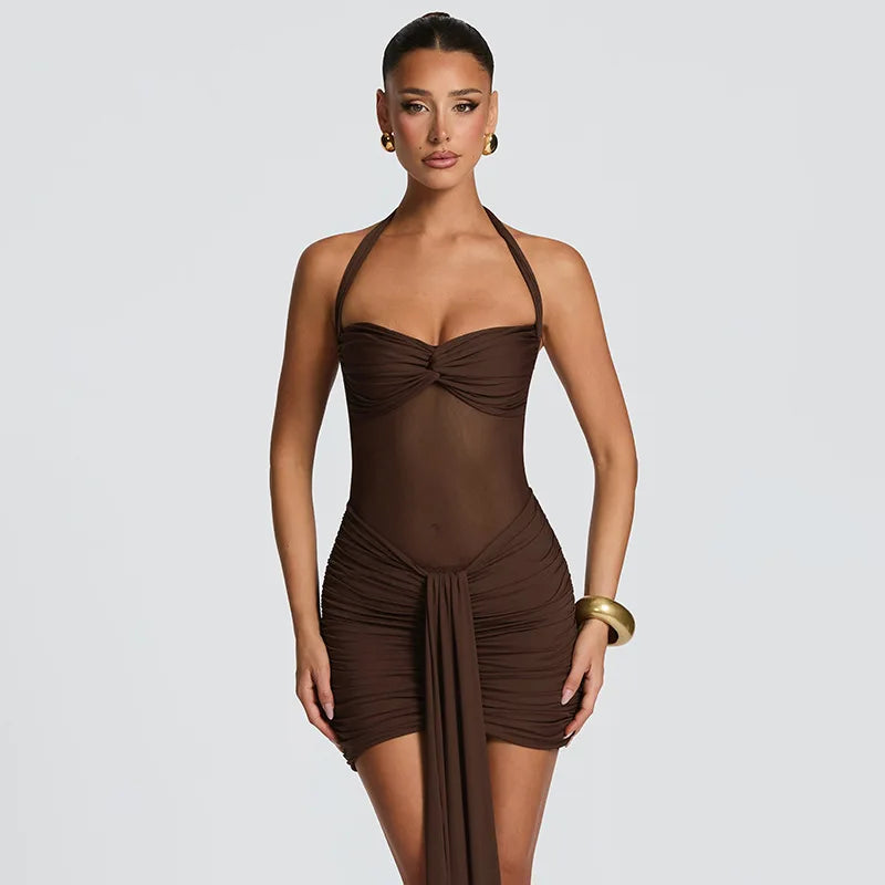 Ruched Bodycon Mini Dress Women