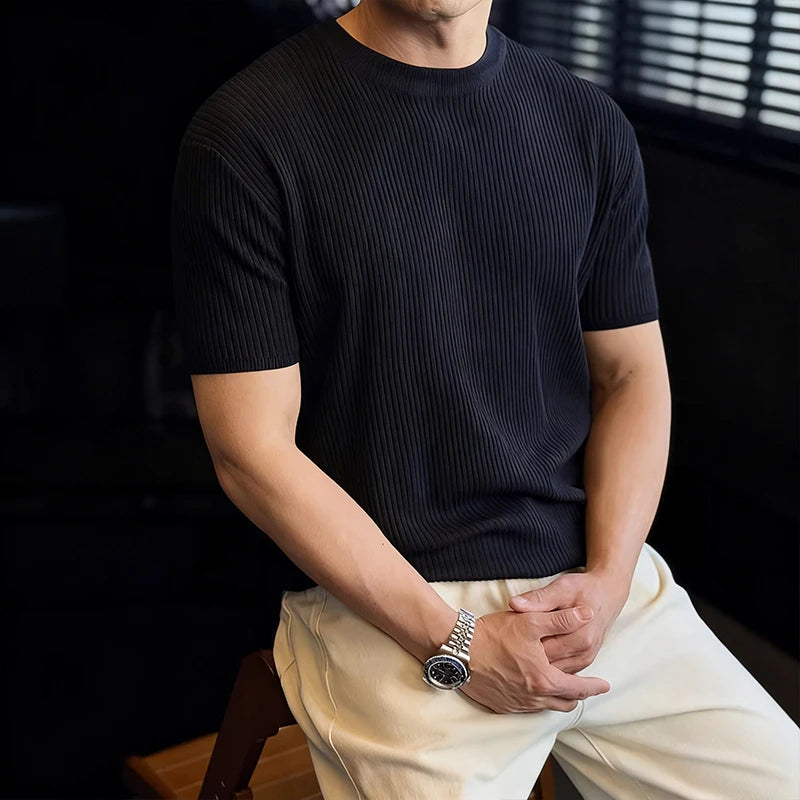 Crew Neck Textured Tee Shirt For Men