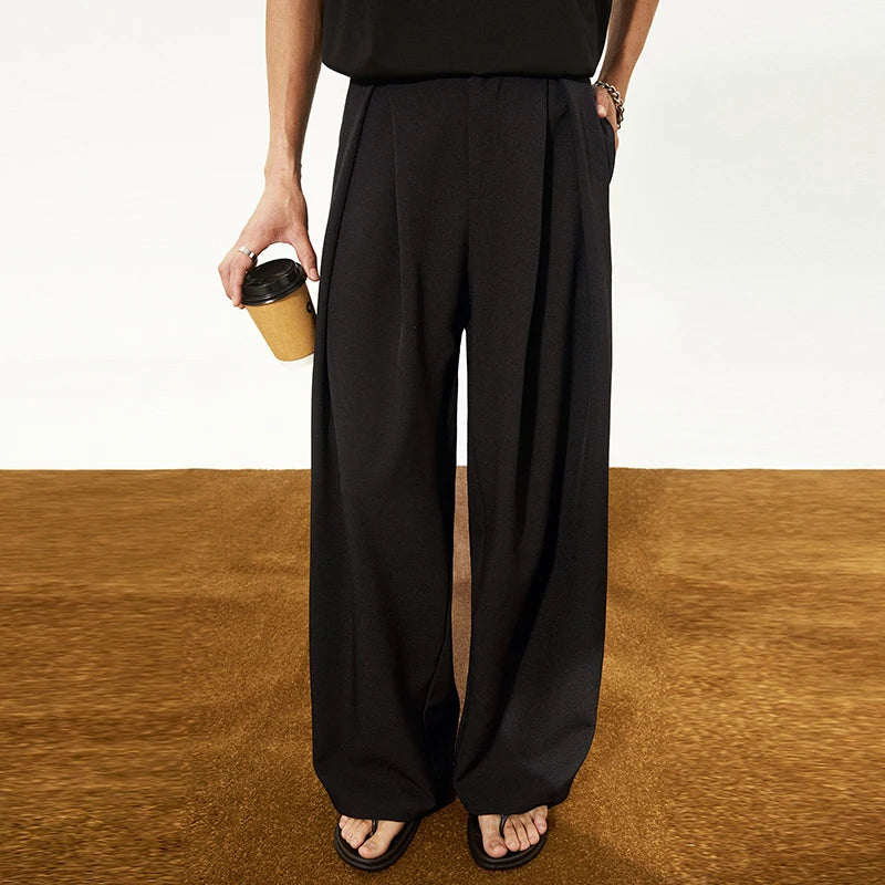 Men's Front Pleat Wide Pants