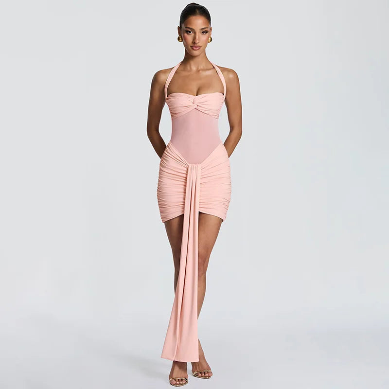 Ruched Bodycon Mini Dress Women