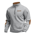 Men's Quarter Zip Sweatshirt – Long Sleeve Jumper with High Neck and Contrast Elbow Patches