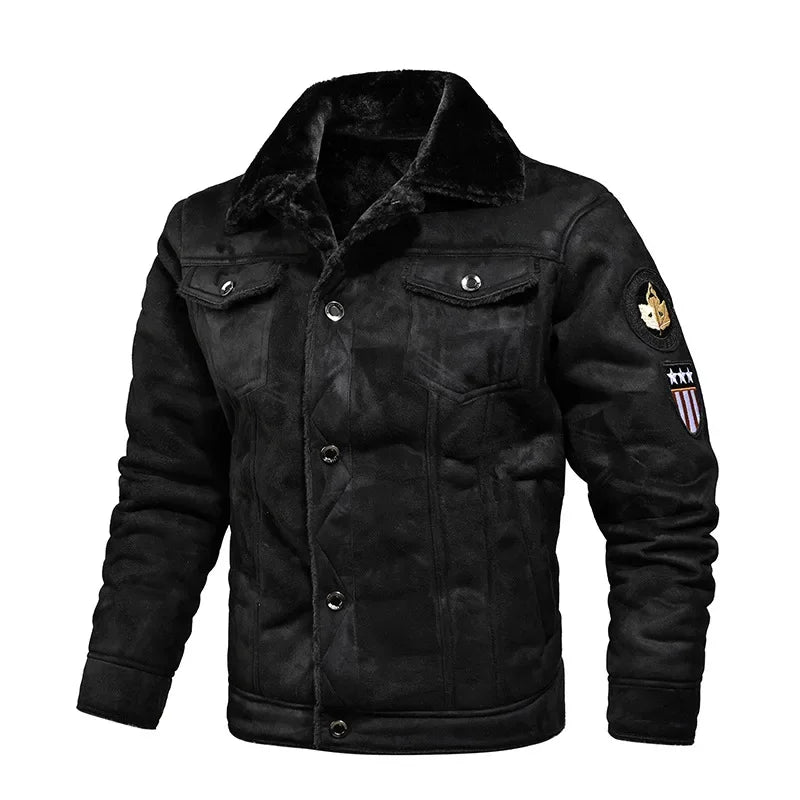 Men's Long Sleeve Jacket – Button Front Turn-Down Collar with Chest and Side Pockets