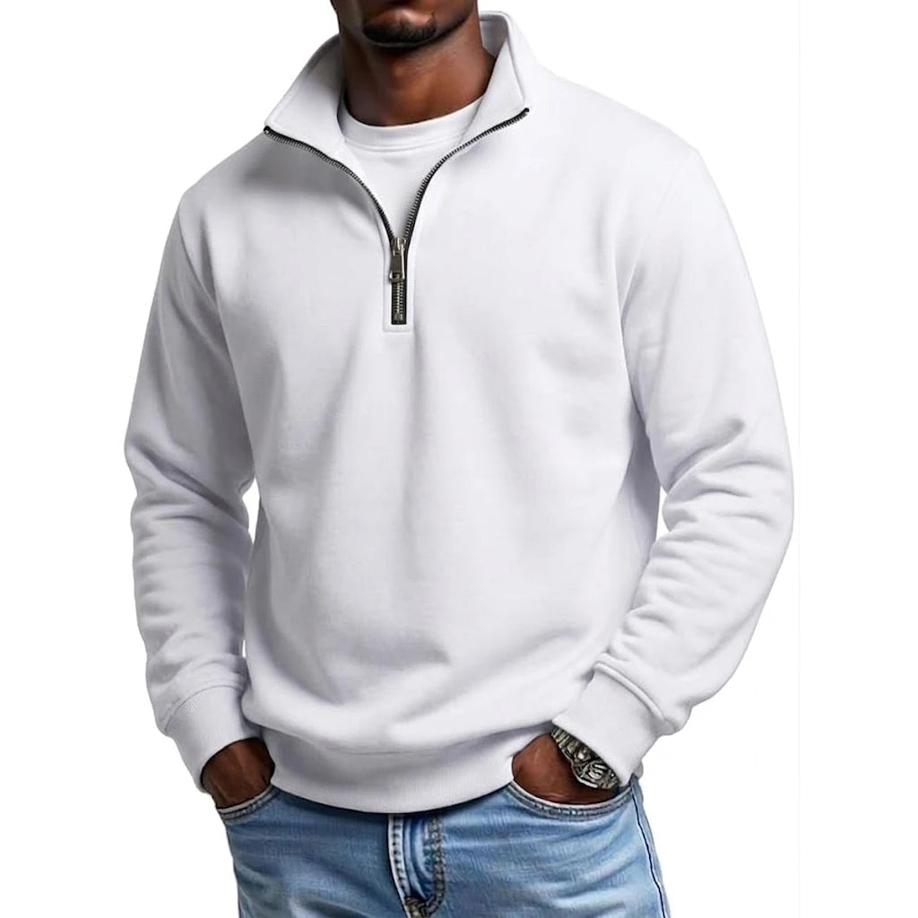 Men's Quarter Zip Stand Collar Knit Jumper