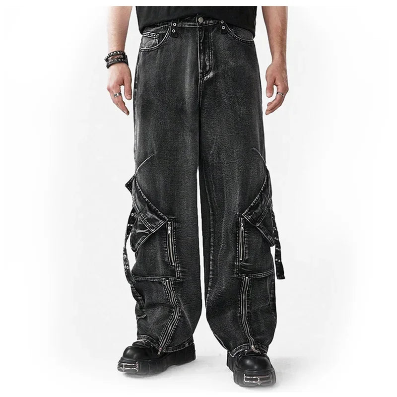 Men's Wide Leg Cargo Pants Jeans