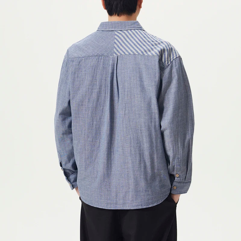 Men's Striped Chest Pocket Shirt Top