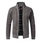 Men's Stand Neck Sweater Zip Front Jacket With Pockets