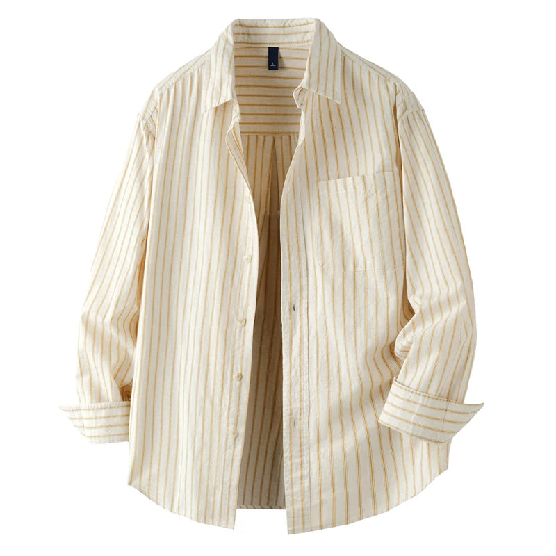 Men's Stripe Front Pocket Button Shirt