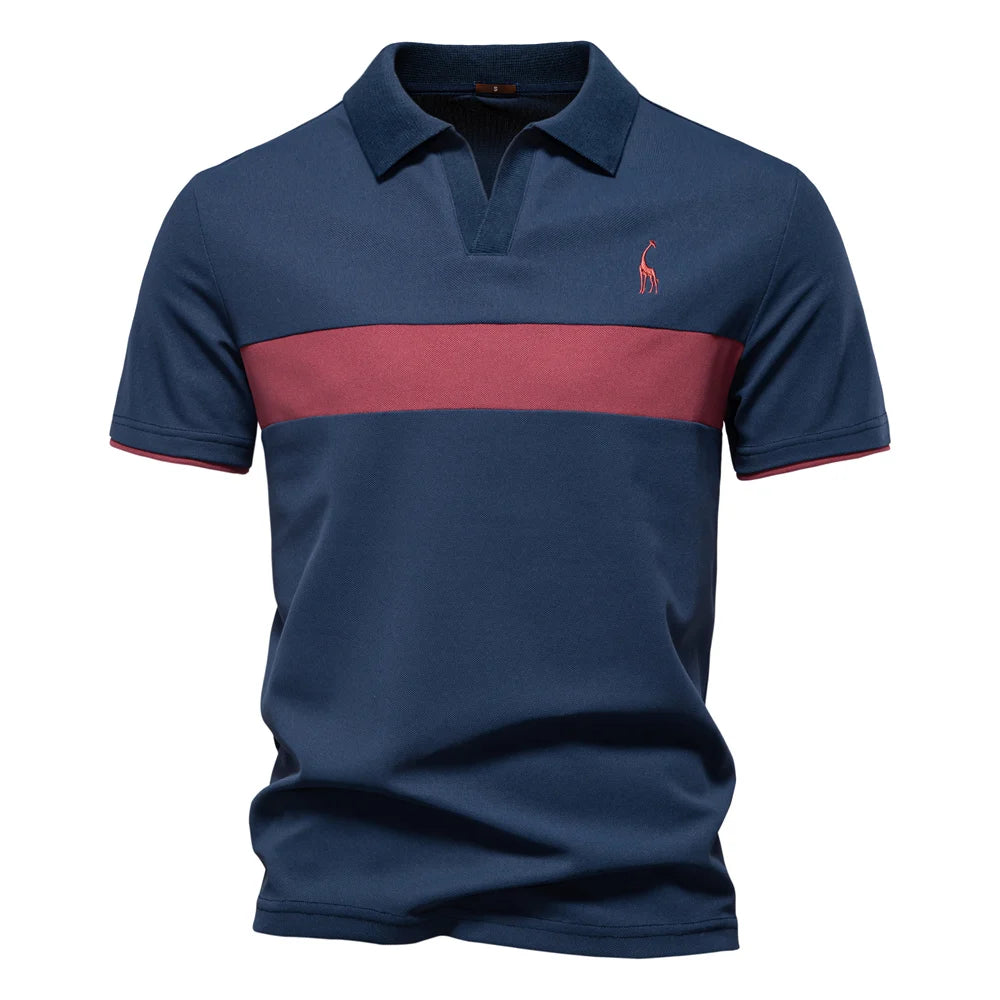 Men's Collared Polo Shirt with Chest Panel and Button Placket