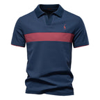 Men's Collared Polo Shirt with Chest Panel and Button Placket