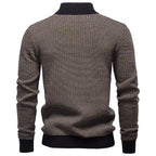 Men's Knitted Quarter Zip Jumper – Long Sleeve High Neck Sweater