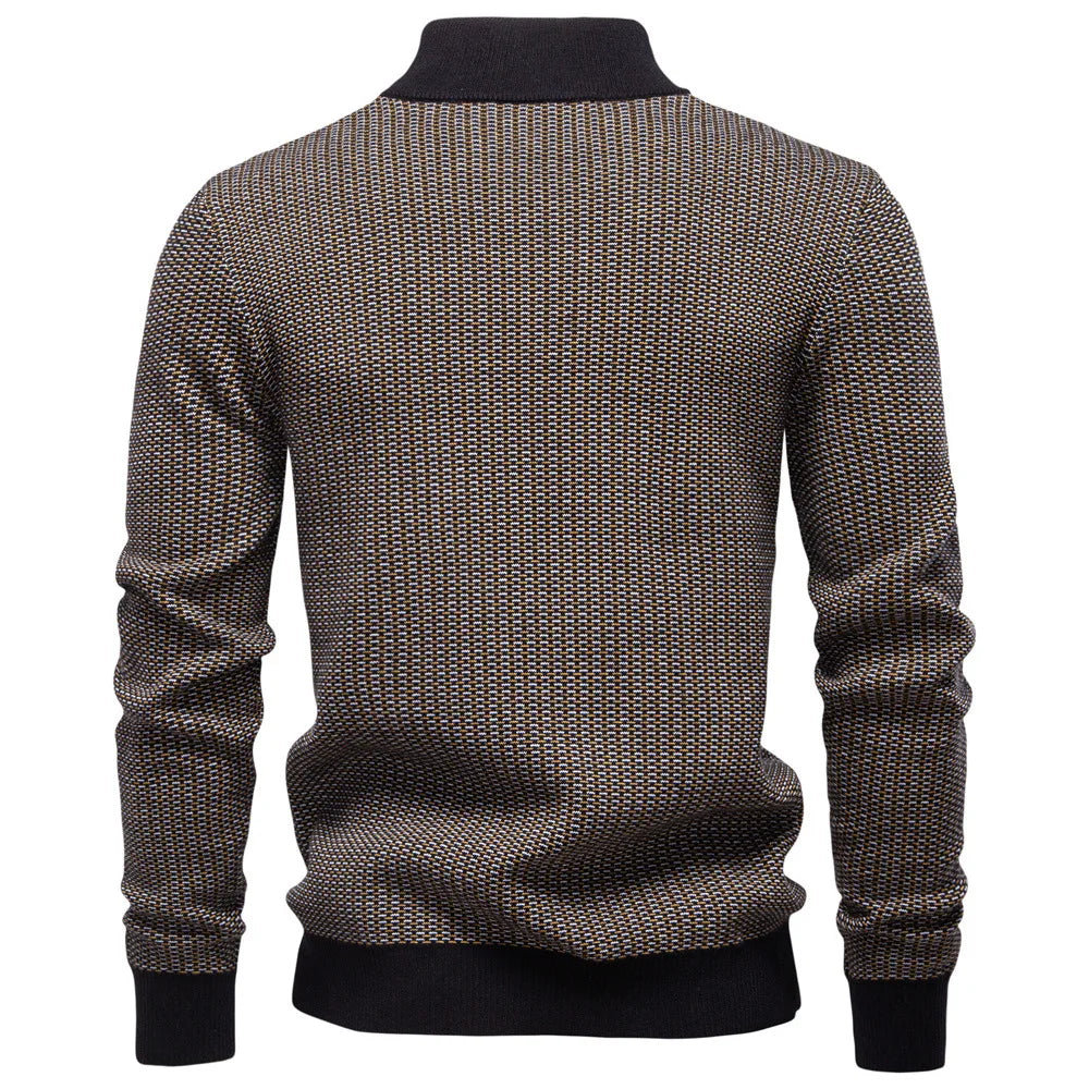 Men's Knitted Quarter Zip Jumper – Long Sleeve High Neck Sweater