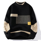 Men's Colour Block Knit Jumper with Geometric Pattern