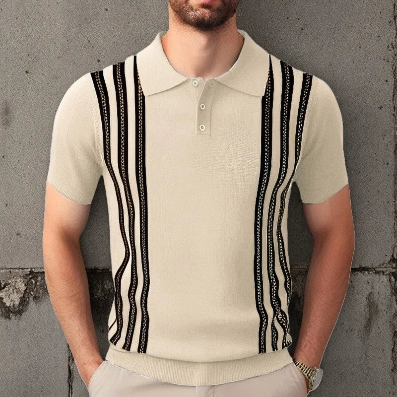 Contrast Stripe Polo Shirt Men