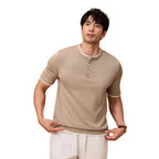 Mens Button Neck Pullover Tee