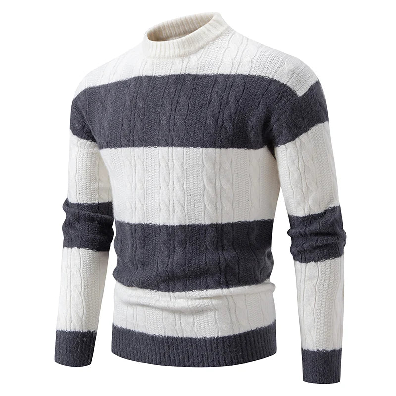 Men's Colour Block Turtleneck Knit Jumper