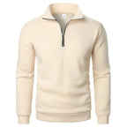 Men's Zip Neck Jumper with Ribbed Cuffs