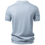 Men's Classic Short Sleeve Polo Shirt with Button Placket and Collar
