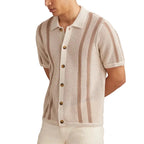 Collared Button Front Stripe Shirt Men