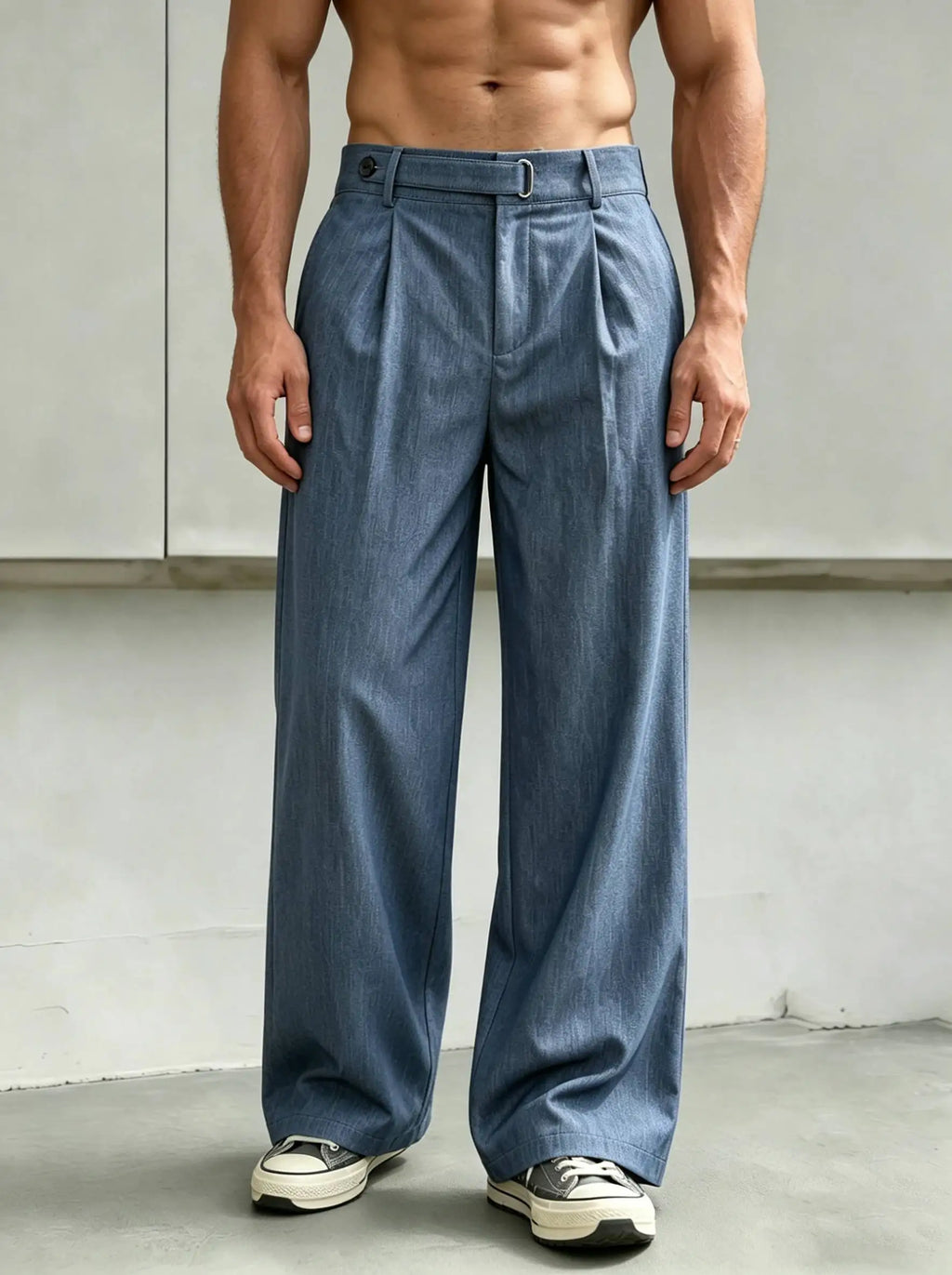 Men's Straight Leg Pleated Trousers